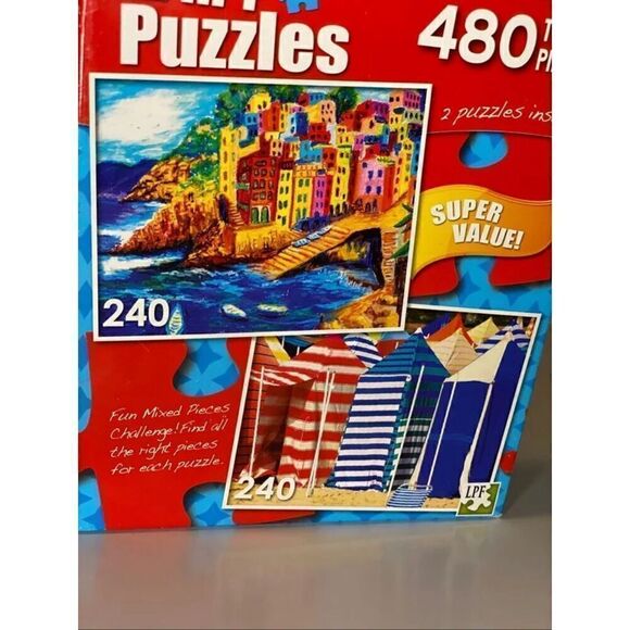Cra-Z-Art - 2 in 1 Riomaggiore, Italy and Colorful Beach Huts - 480 Piece Puzzle - Picture 6 of 6